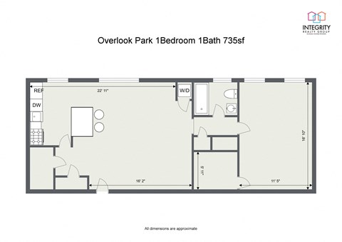 1 Bedroom 1 Bath Floor Plan at Integrity Cleveland Heights, Cleveland Heights, 44106